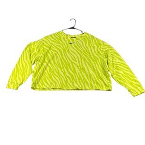NWT Nike Icon Flash Zebra Cropped Crewneck Sweatshirt Women’s 1X Neon Lime